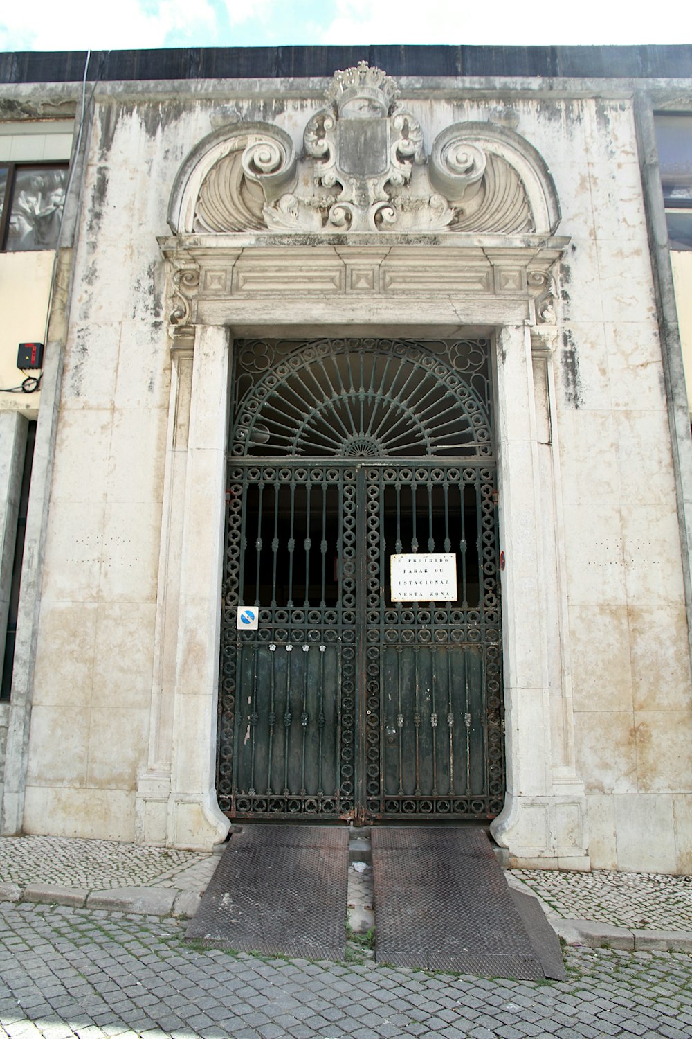 a building with a gate