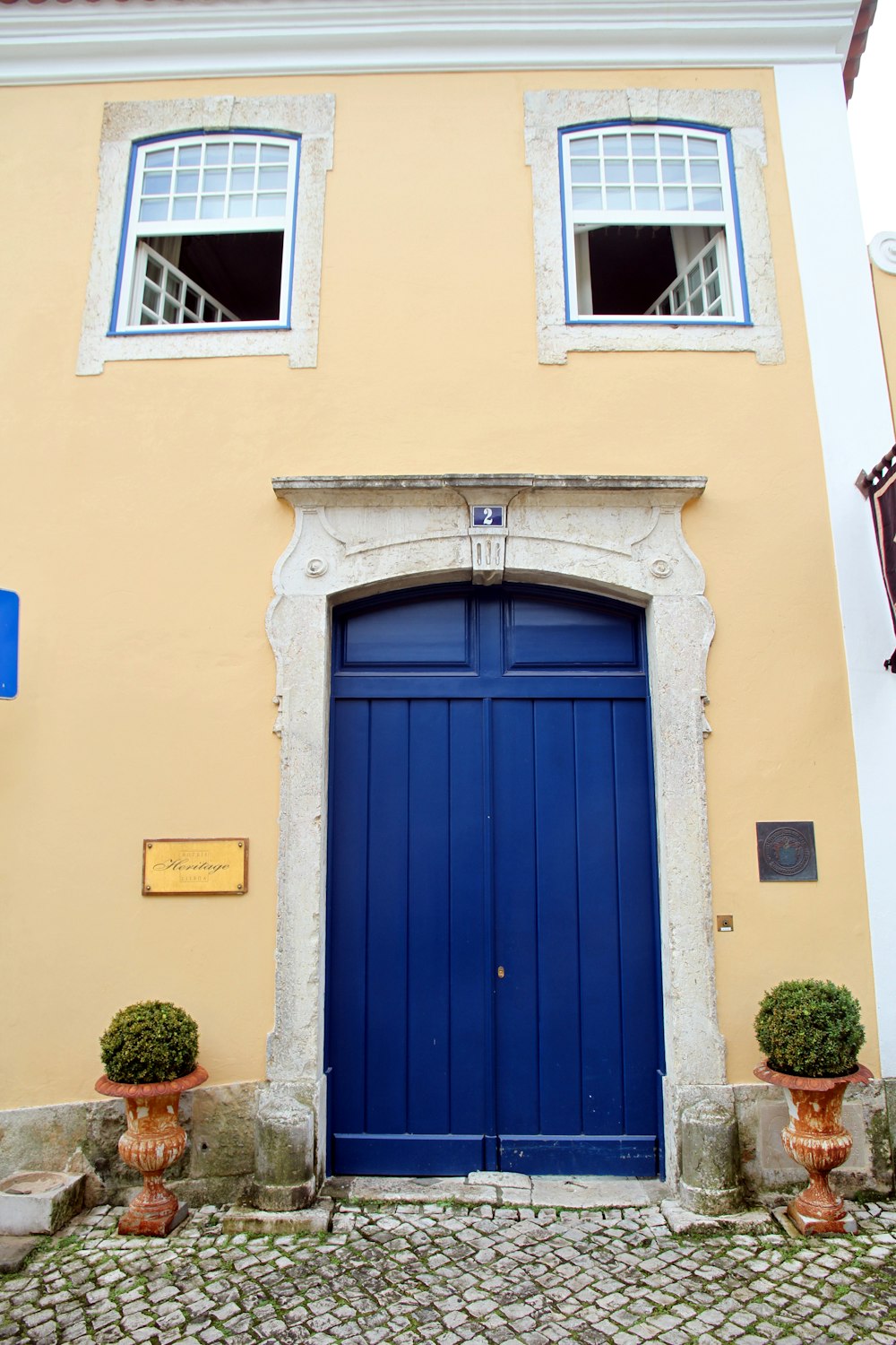 a blue door on a building