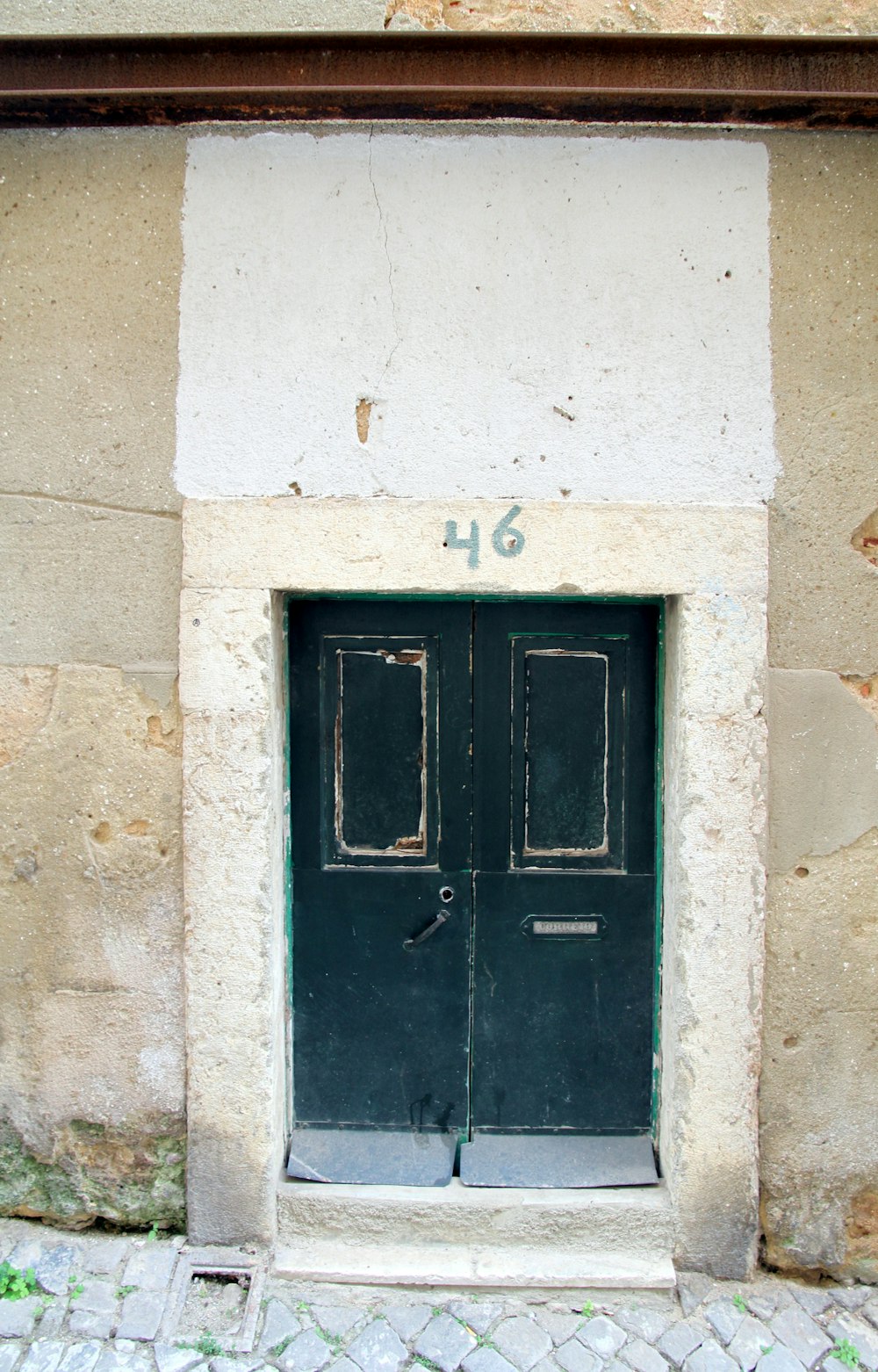 a door in a stone building