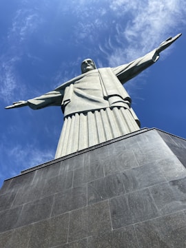 The majestic Statue of Unity towering against a clear blue sky