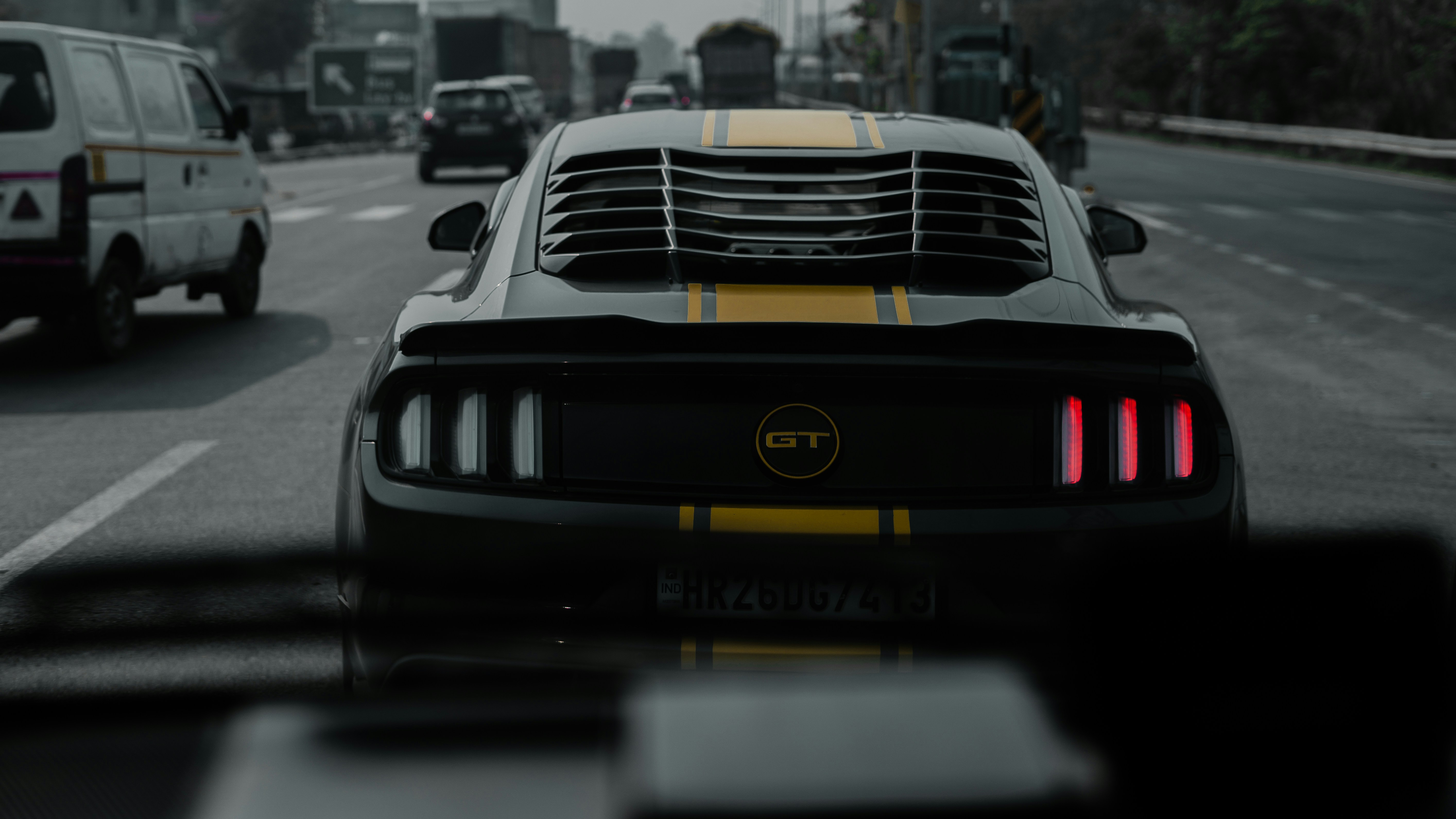 a black car with red lights