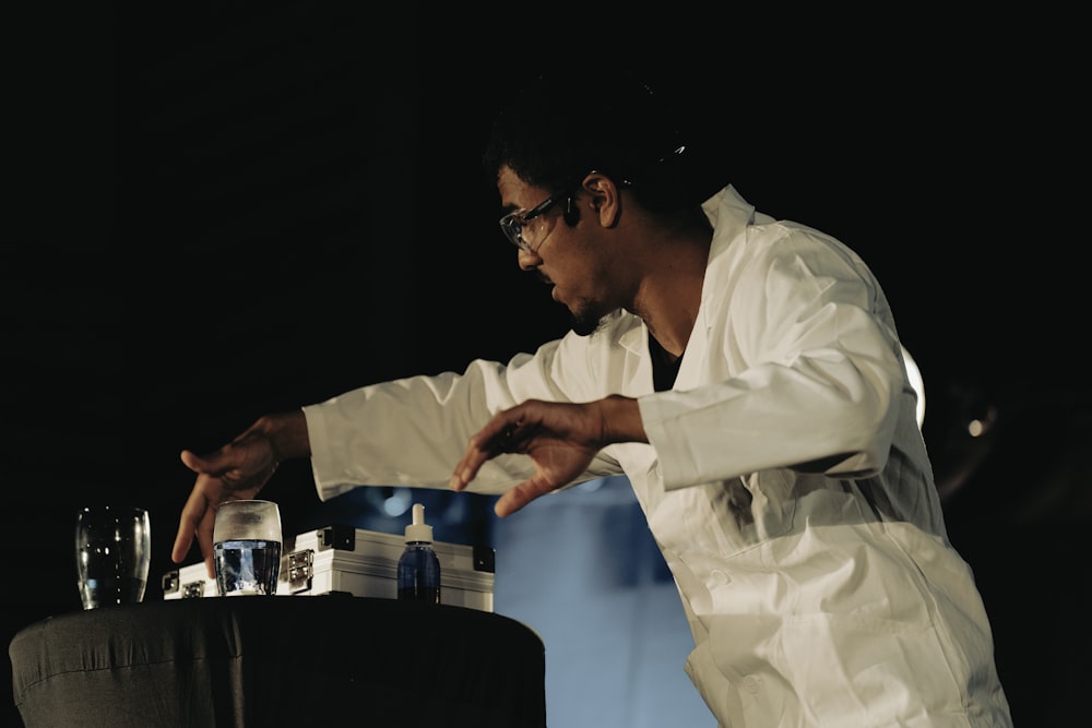 a man wearing a white robe