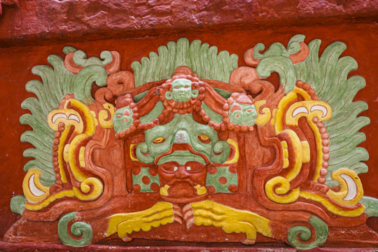 a colorful sculpture of a dragon