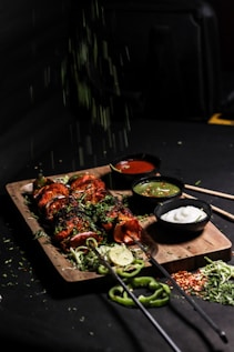 a large tray of food