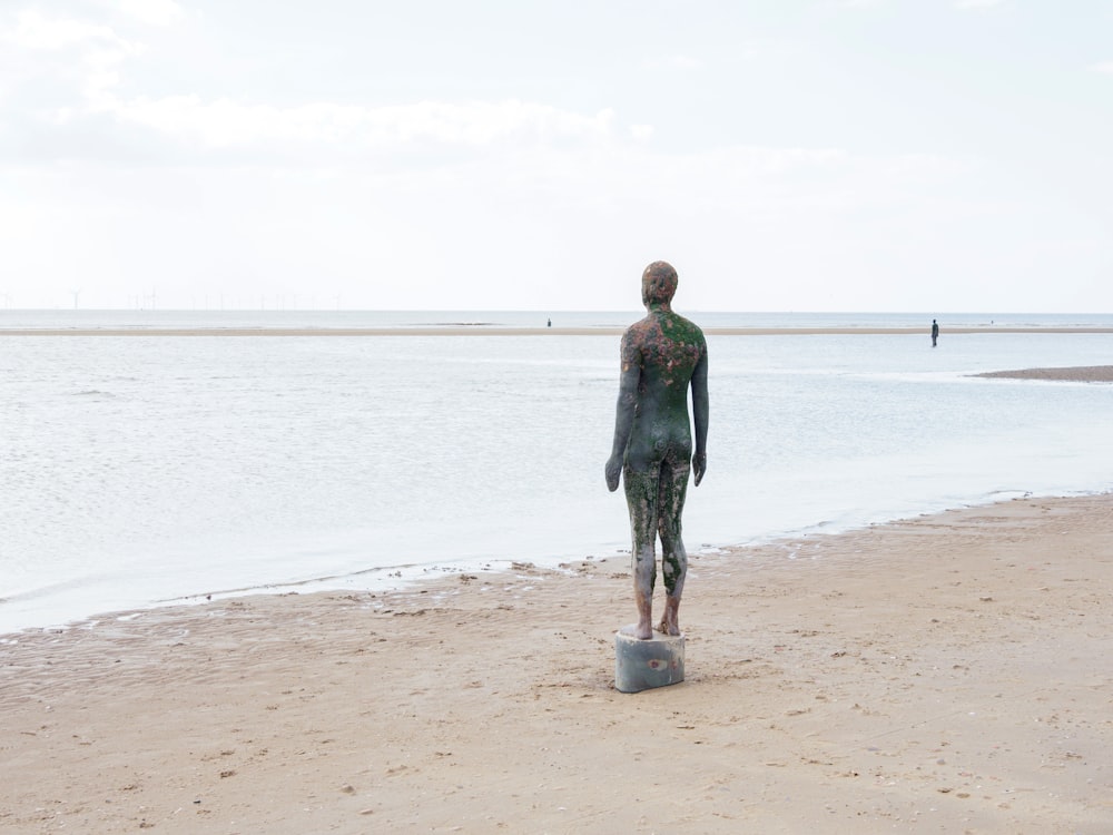 a statue of a person on a beach