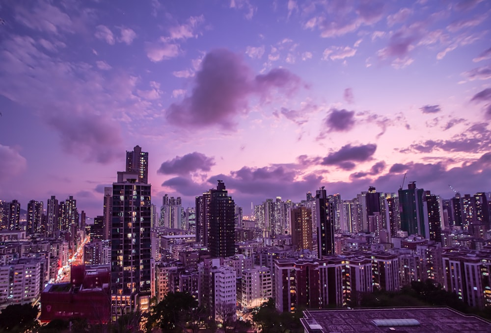 a city with a cloudy sky