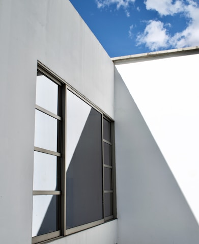 a white building with windows