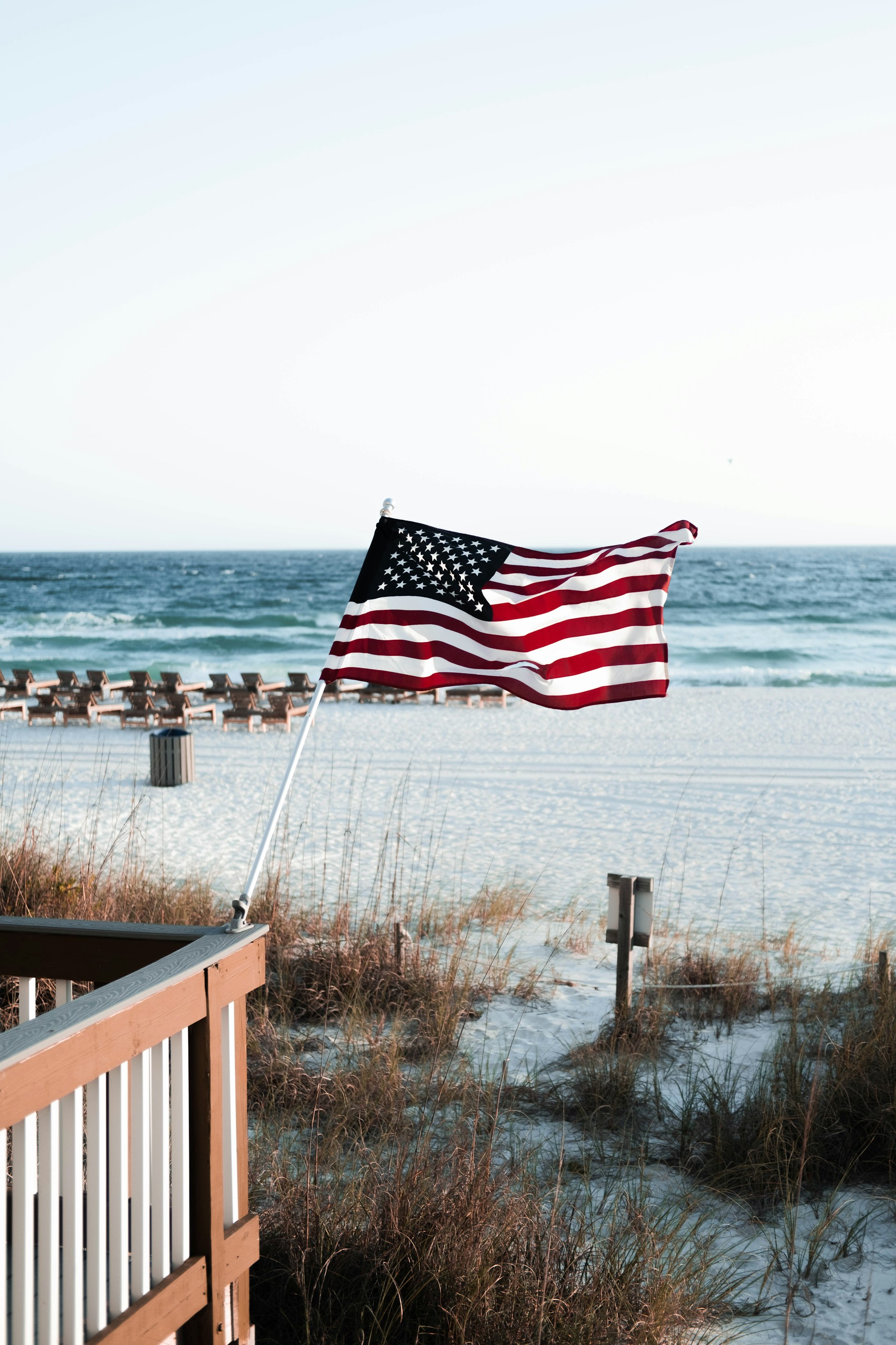 a flag on a beach