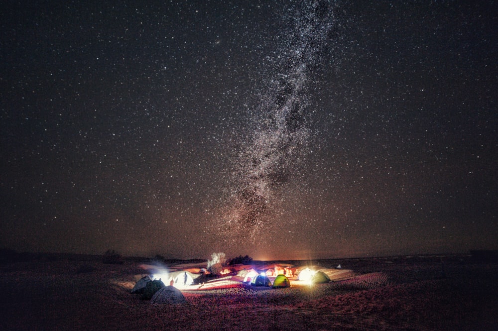 a campfire at night