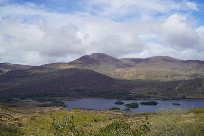 a lake surrounded by hills