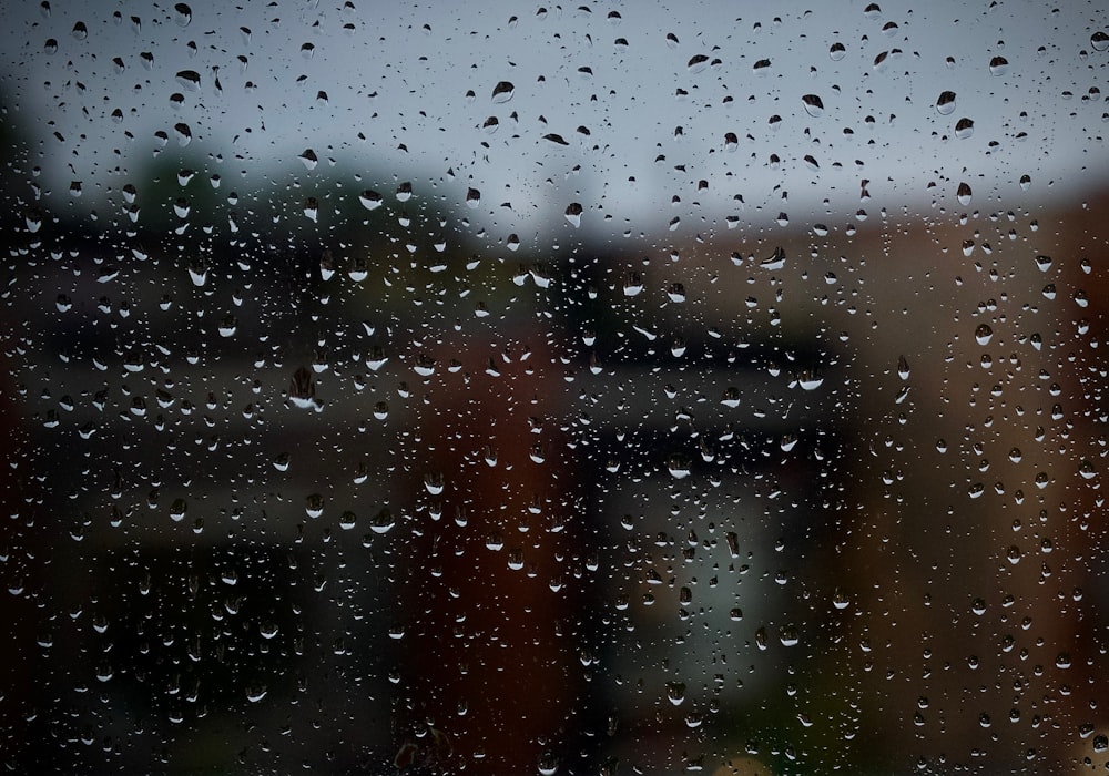 a window covered in rain