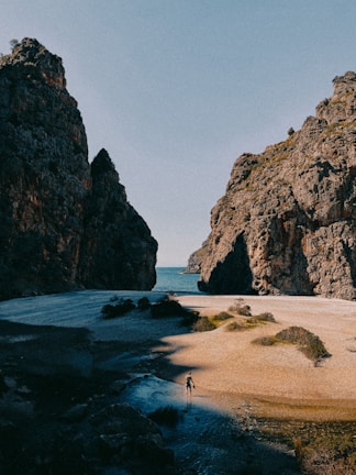 a person standing on a beach