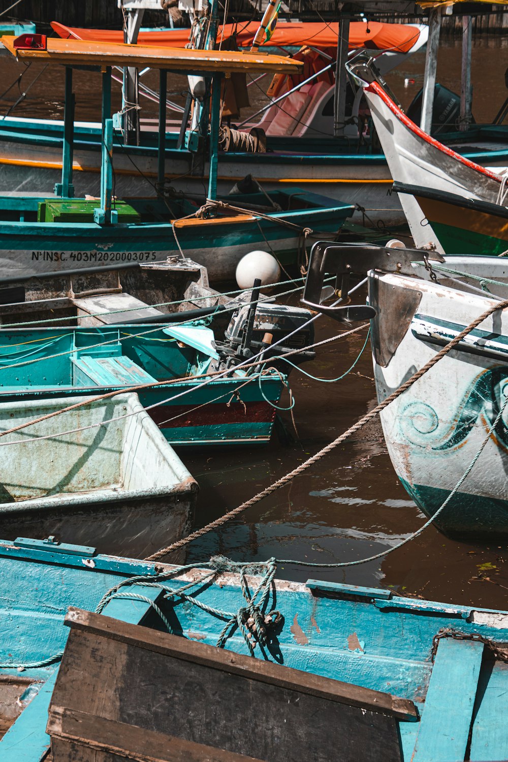 boats are parked in the water