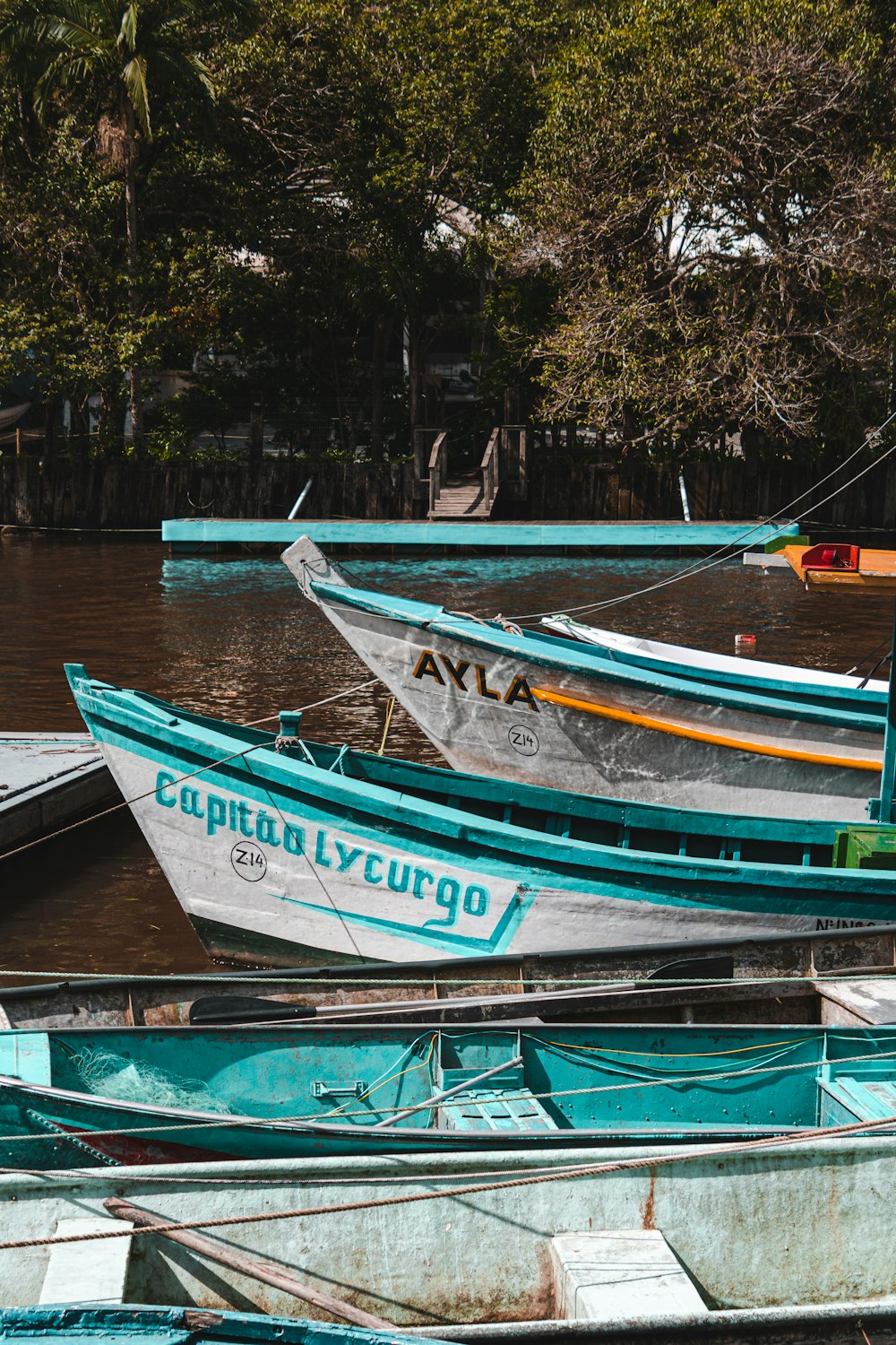 boats are parked in the water