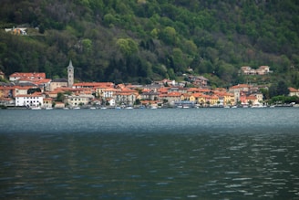 Peaceful view of Lake Orta and Isola San Giulio, Northern Italy
