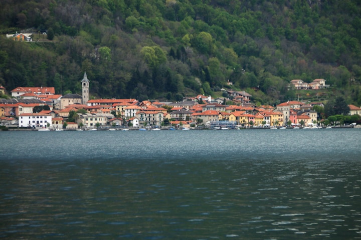 Peaceful view of Lake Orta and Isola San Giulio, Northern Italy