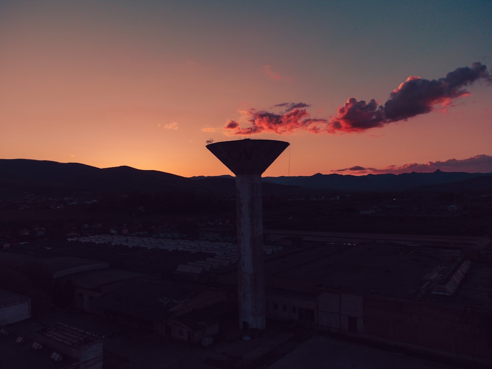 a sunset over a city