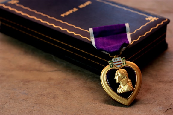 Military purple heart award, given to those who died or who were wounded and lived