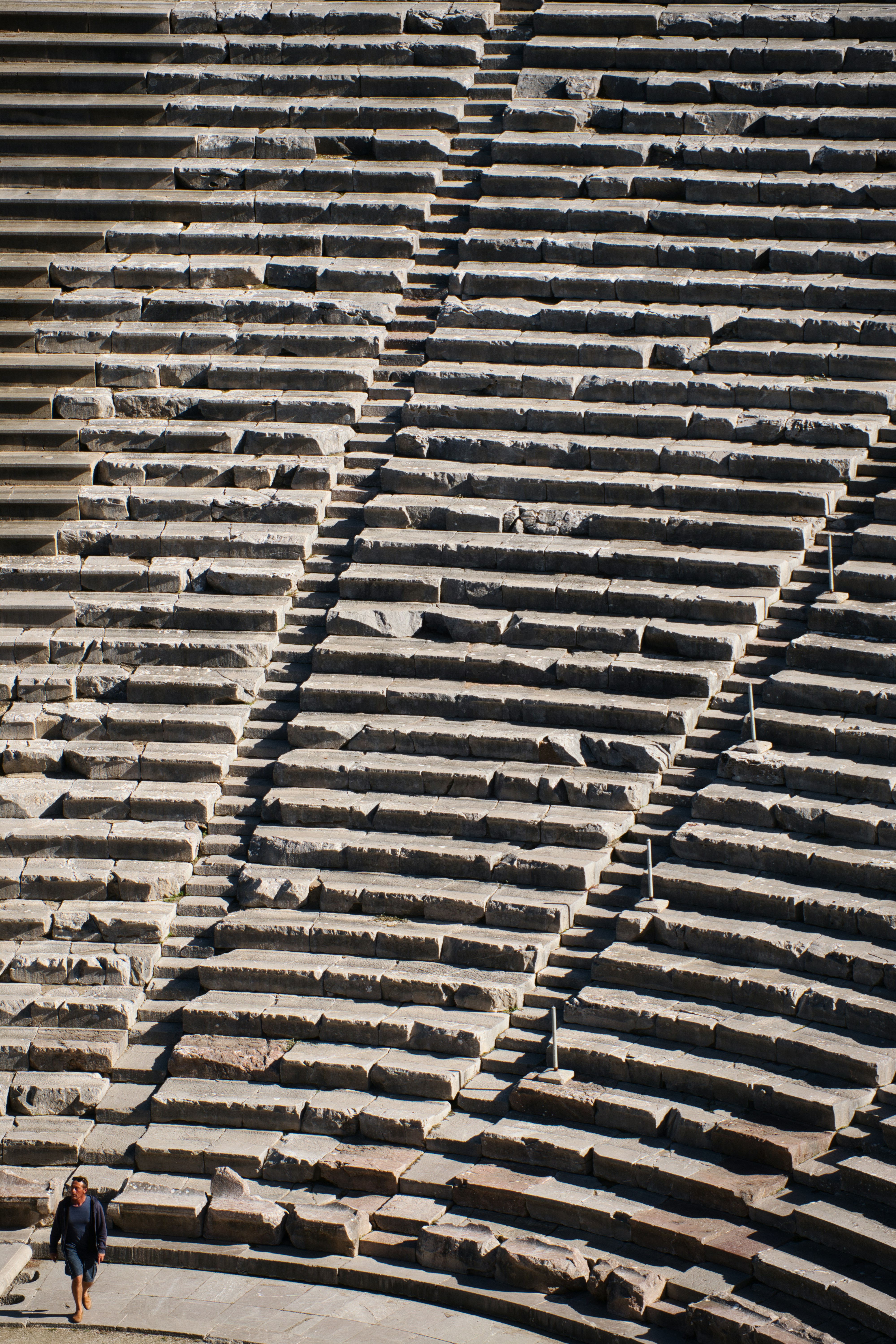 a person walking on a stone path