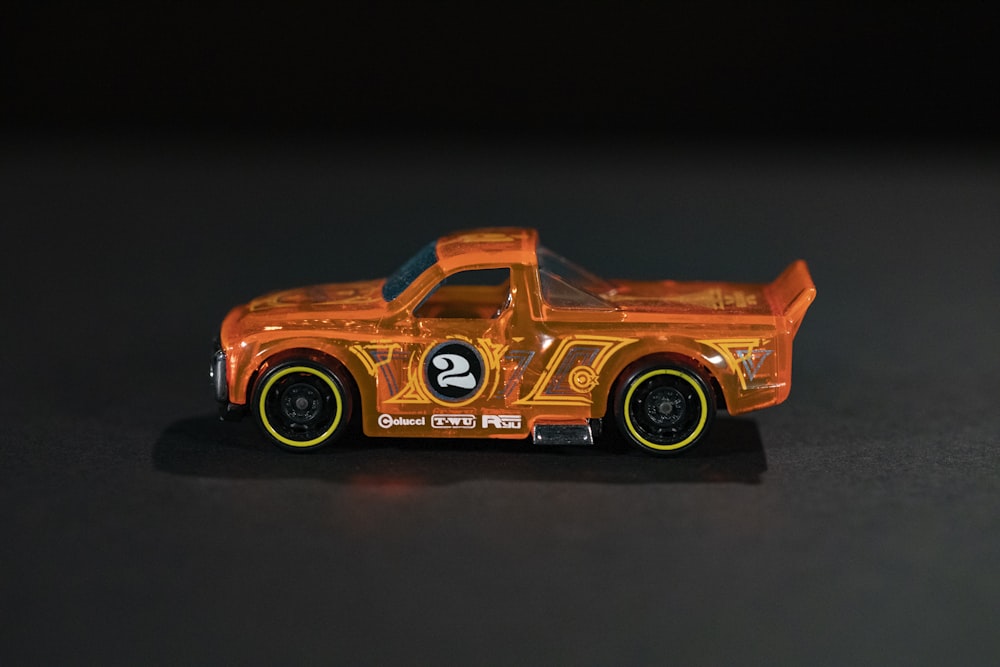 a toy car on a surface