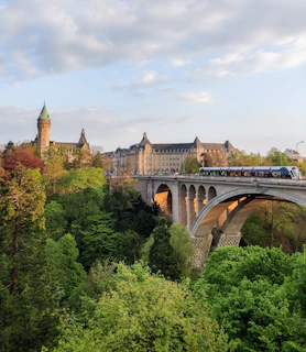 a train on a bridge Luxembourg