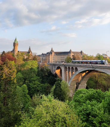 a train on a bridge Luxembourg