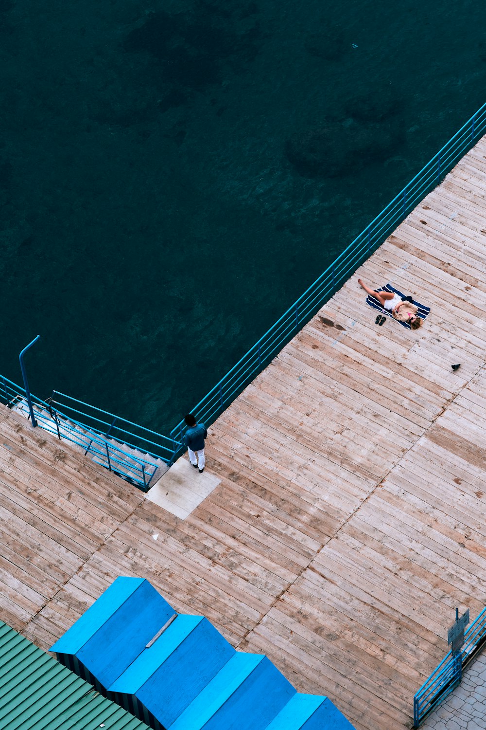 a person walking on a dock