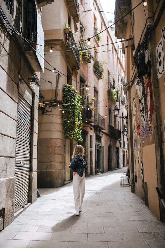a person walking down a street