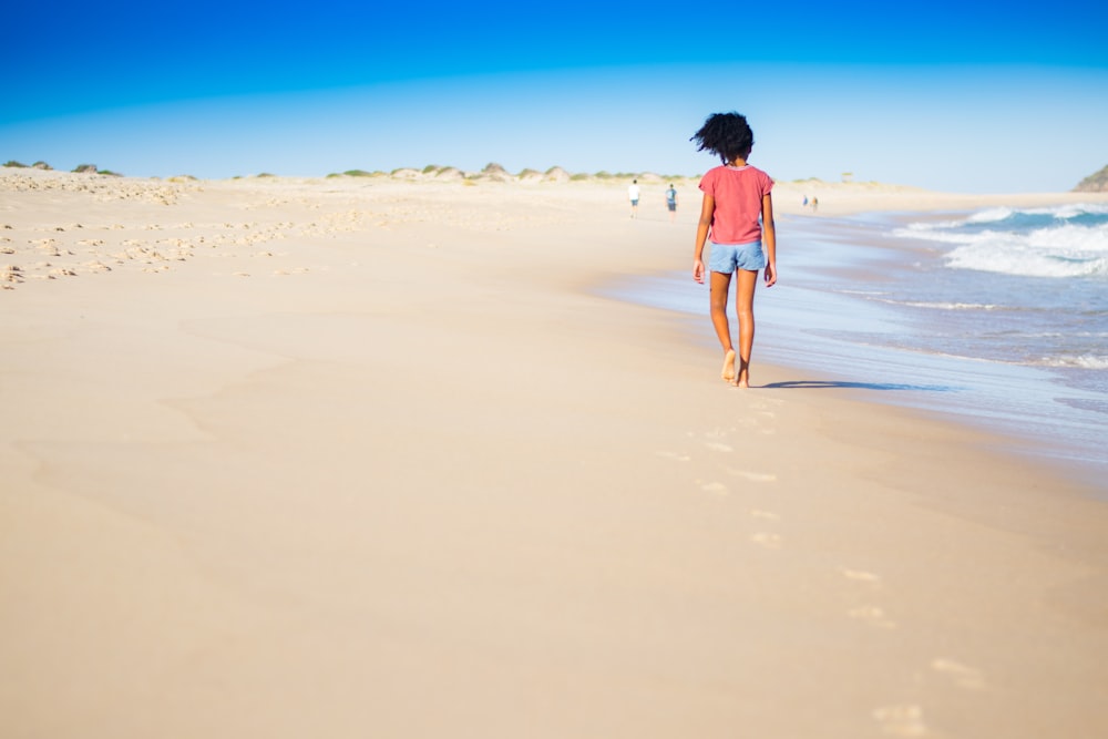 a man walking on a beach