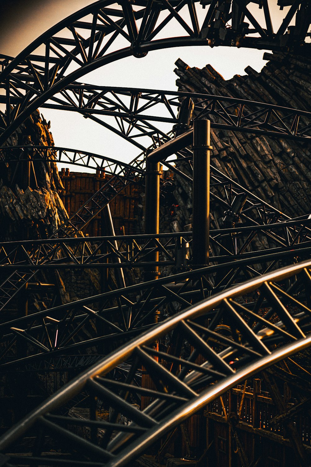 a close-up of a roller coaster