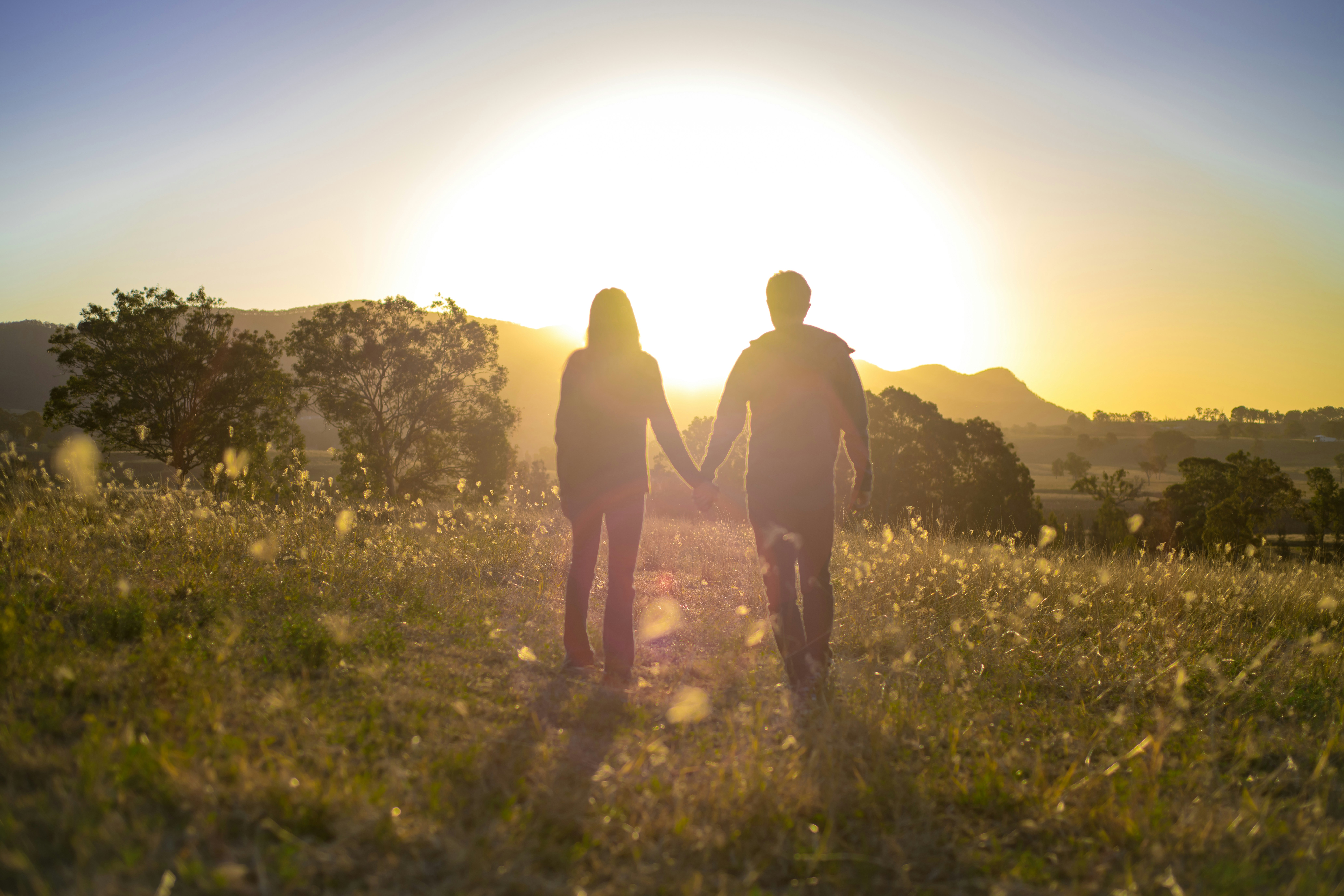 sunrise, sunset, couple, walking, 