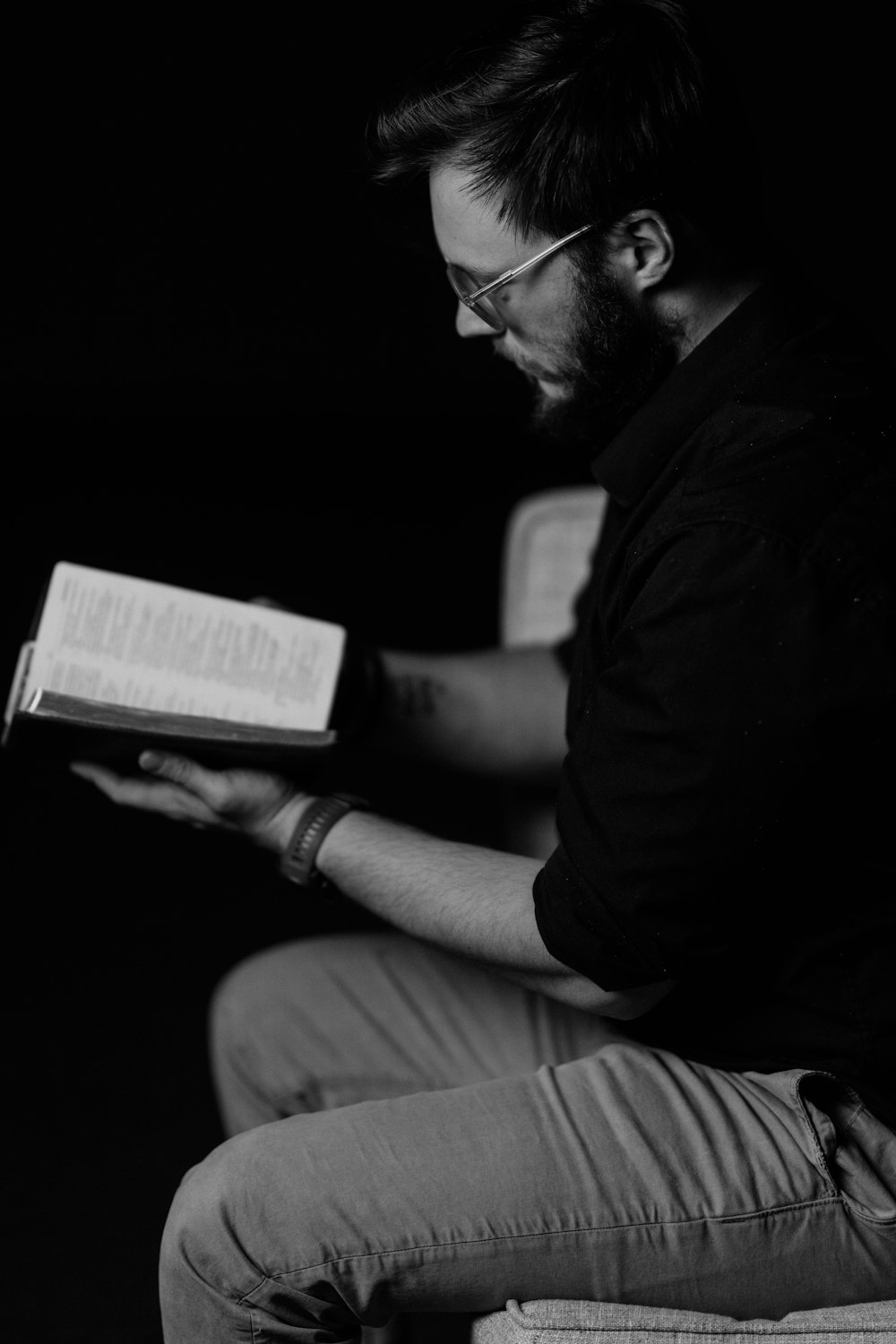 a man reading a book