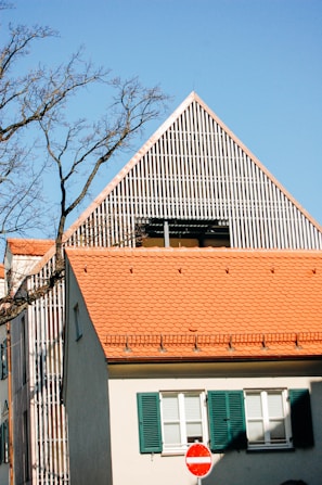 a building with a solar panel