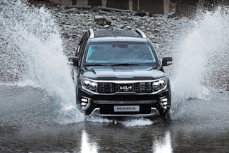 a car driving through water