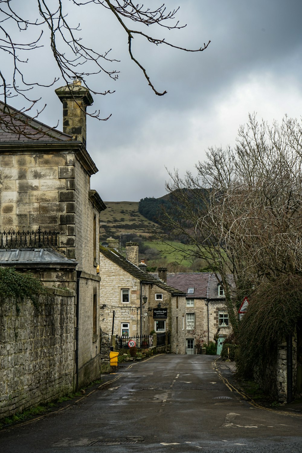 a road with buildings on the side