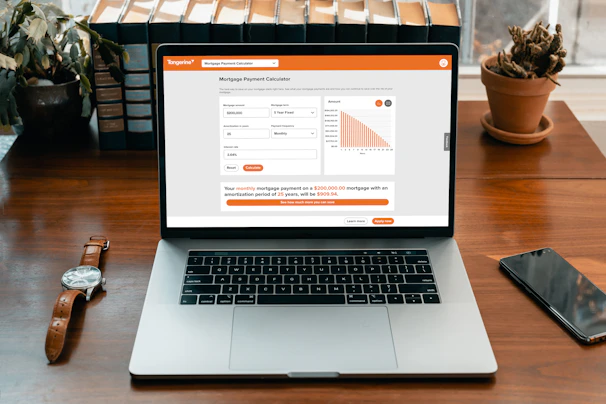 Customer using a financing calculator on a digital device