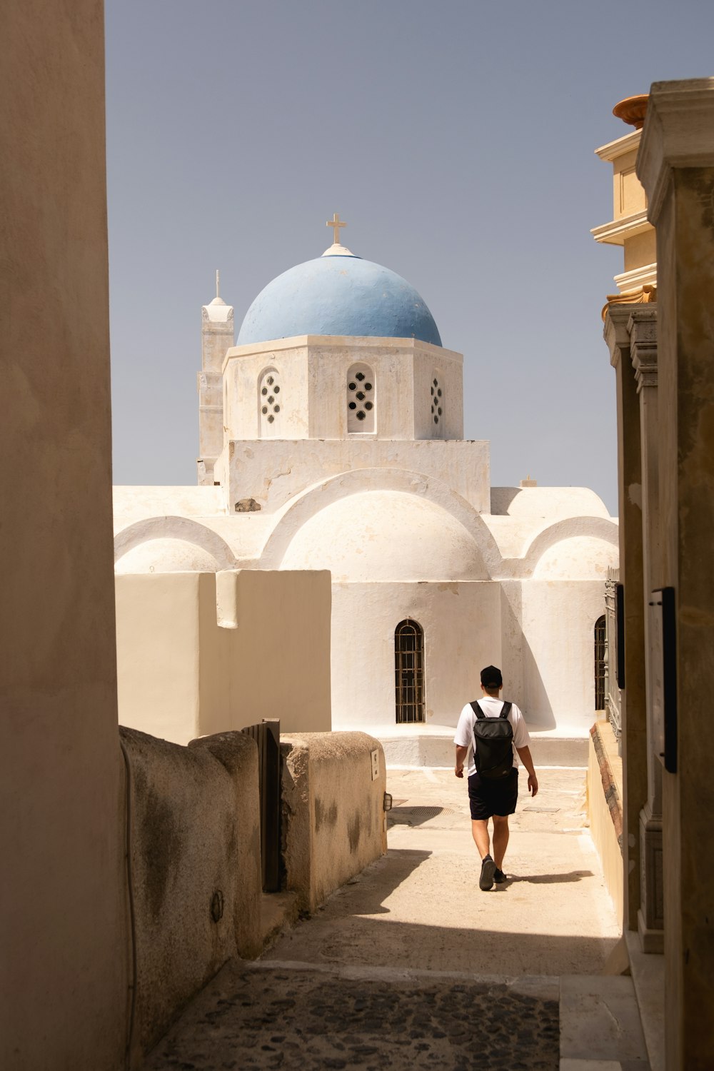 a person walking in a corridor