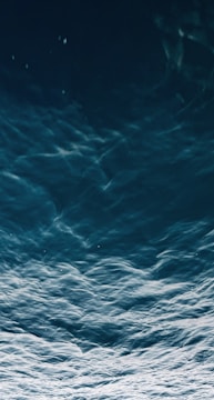 Dark, deep ocean waves ripple and flow with a sense of motion and depth, creating a mesmerizing pattern on the water's surface.