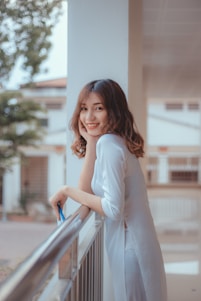 a woman in a white dress