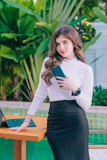 a person standing at a table