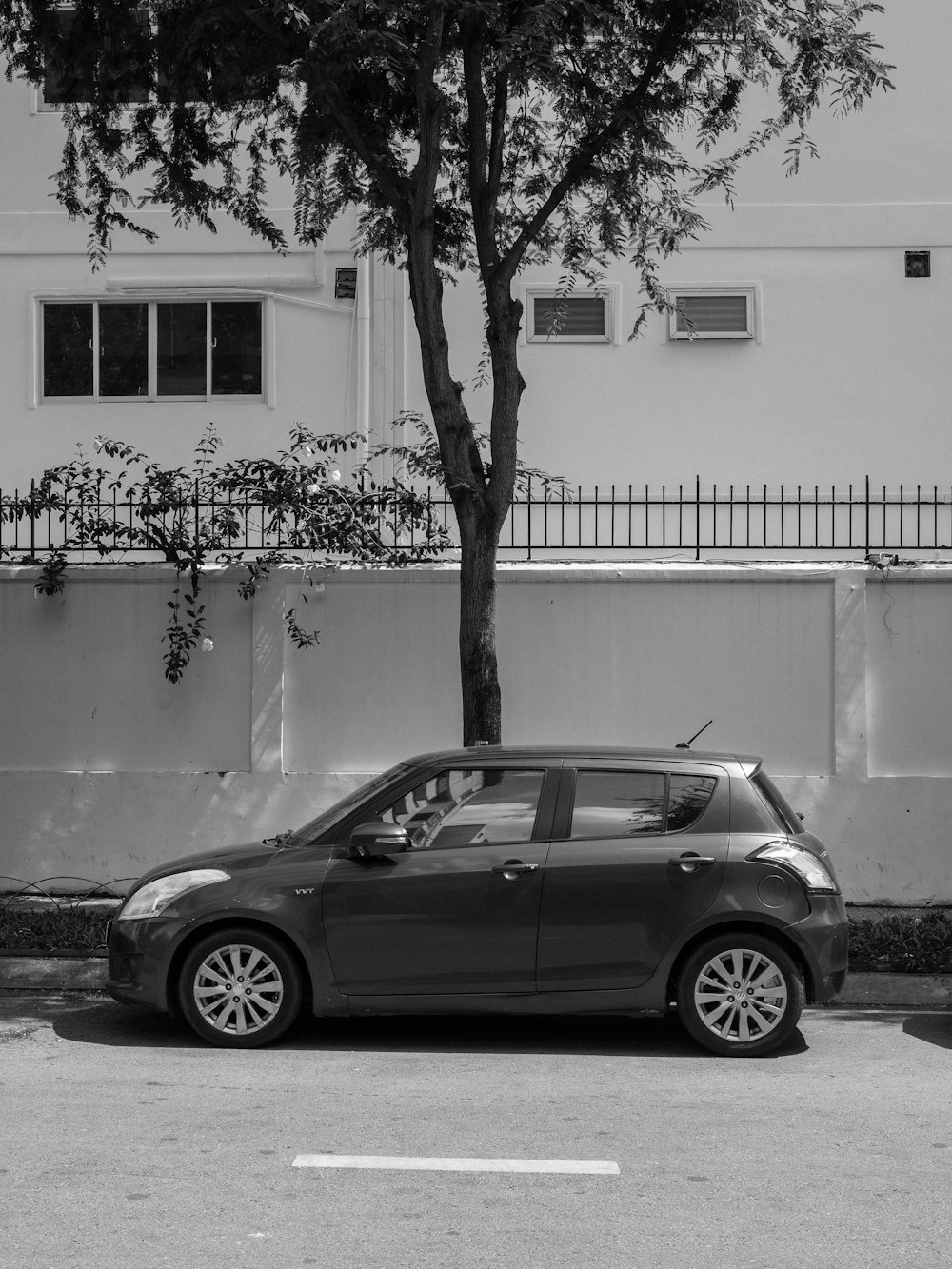 a car parked on the side of a road