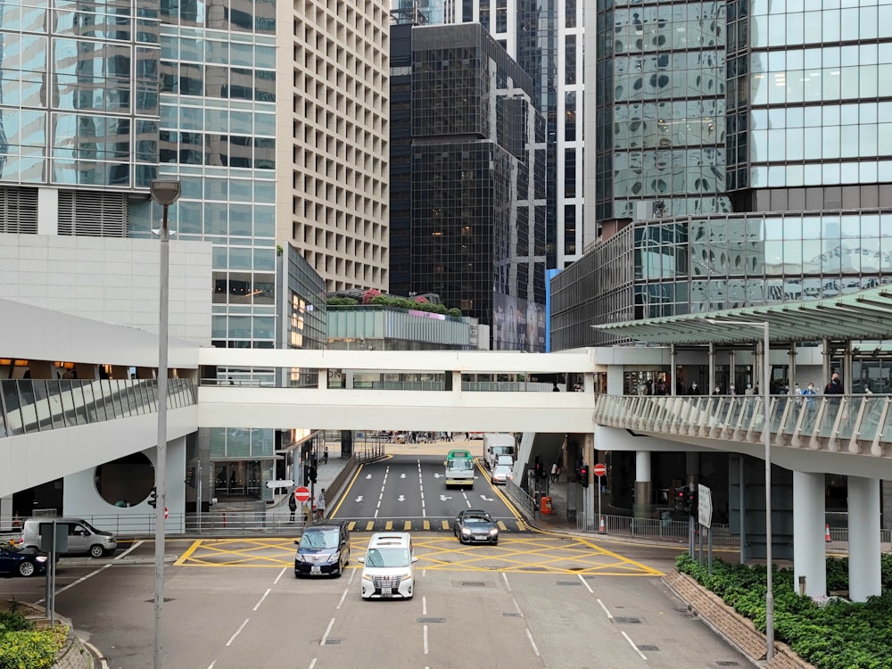 a street with cars and buildings