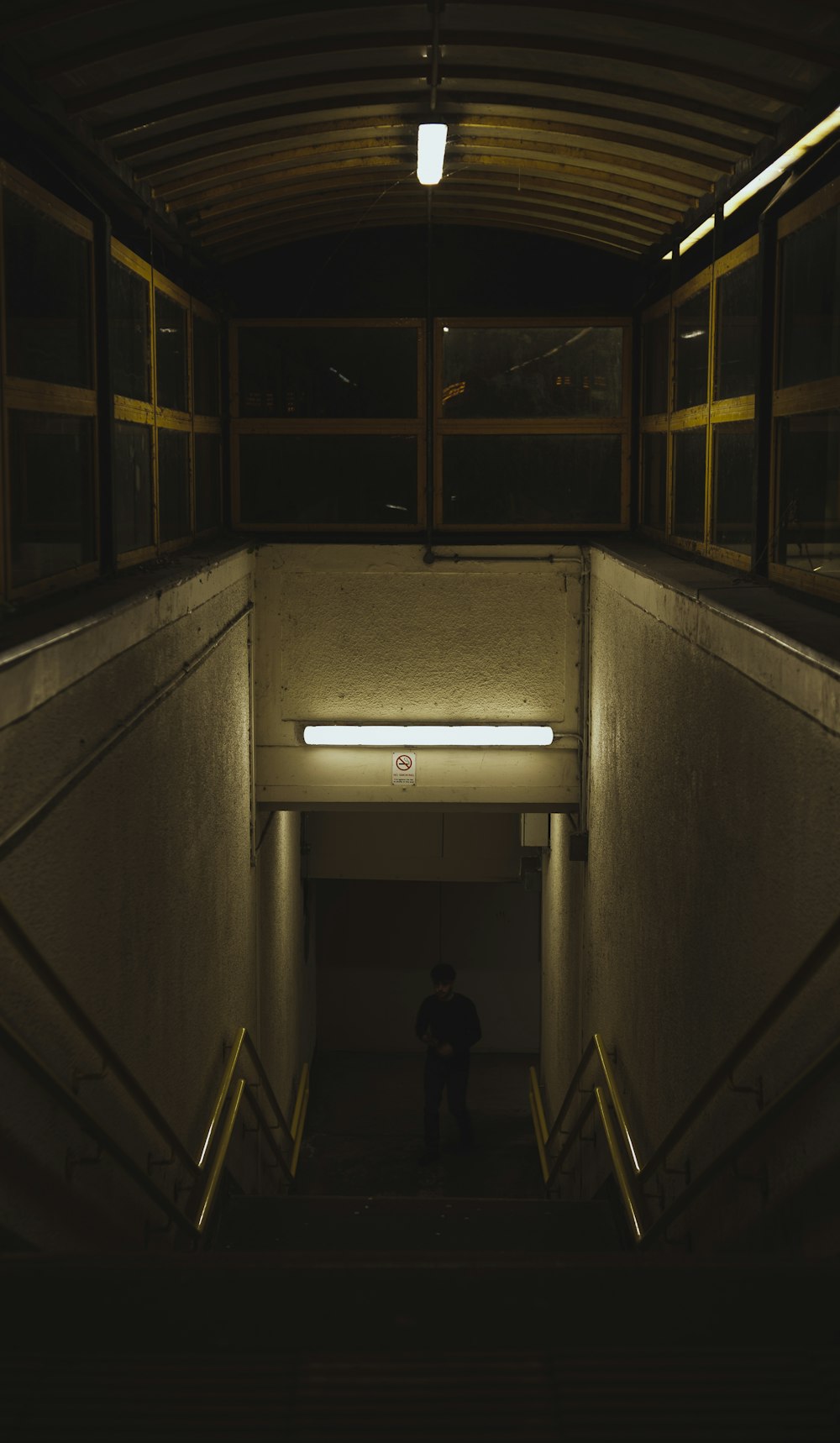 a person walking down a flight of stairs