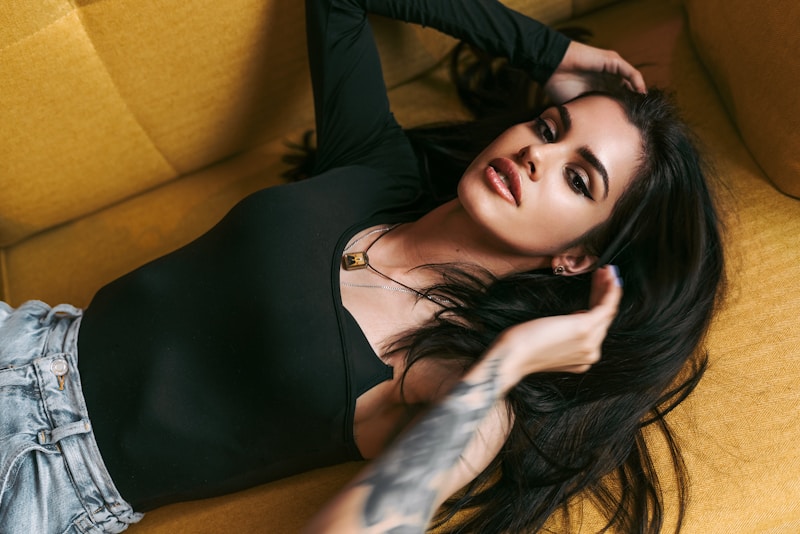 Relaxed Austrian MILF on couch