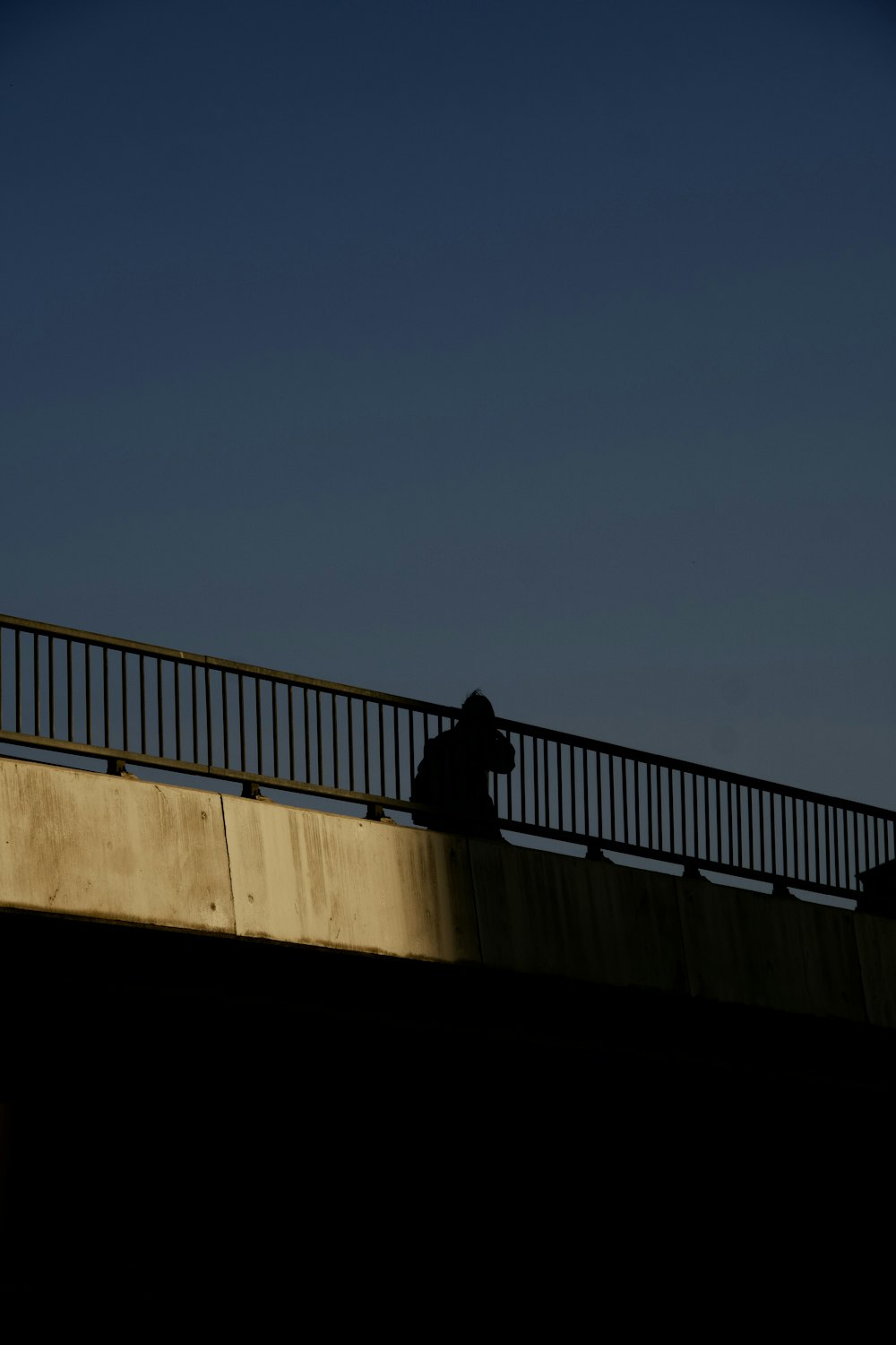 a person sitting on a railing