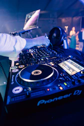 a person working on a dj turntable
