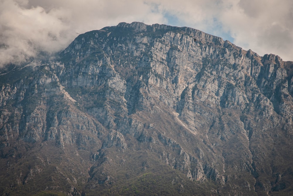 a mountain with a valley below