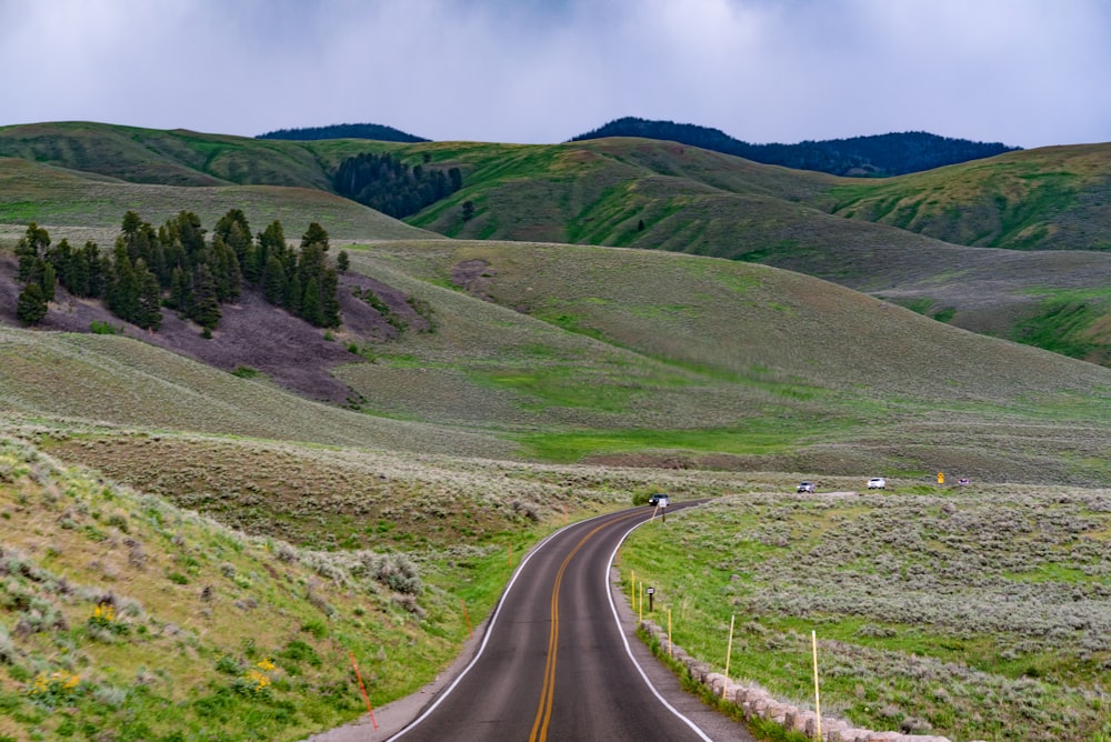 a road going through a valley