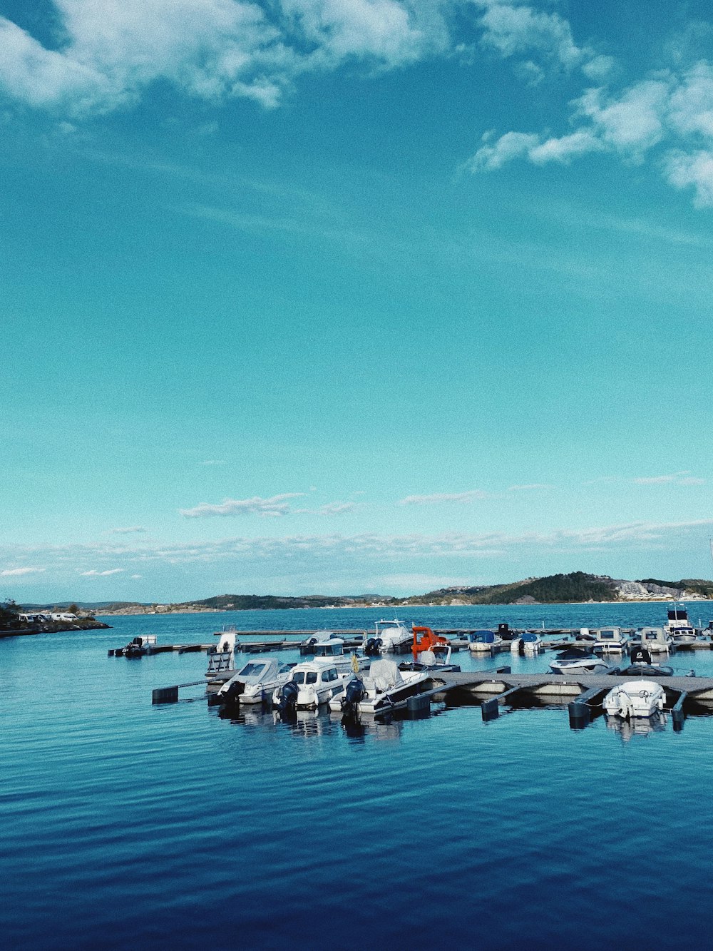 a group of boats in a harbor