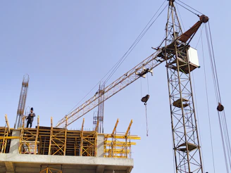 a person standing on a crane